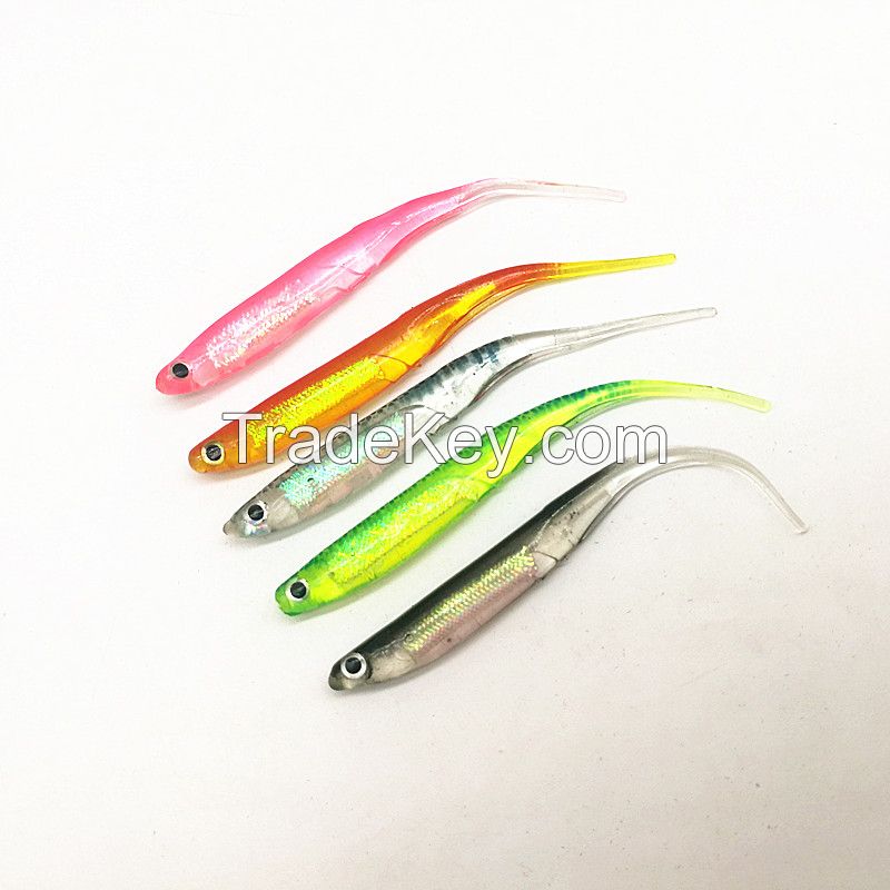 Colorful Reflection Tube Inside Soft Hollow Rainbow Rubber Fish bait 