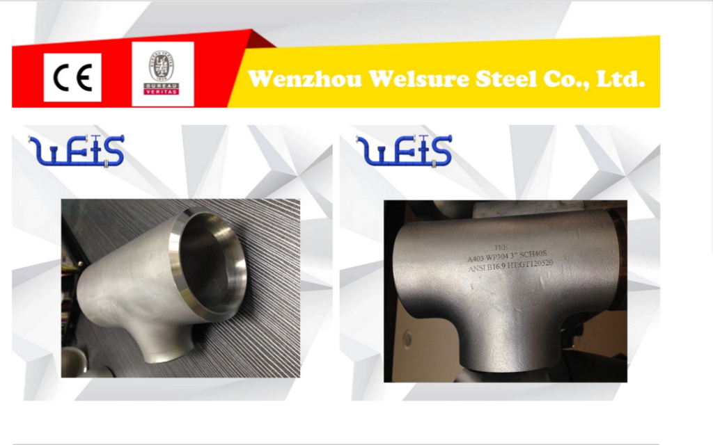 pipe fittings ASME B16.9 stainless steel Tee