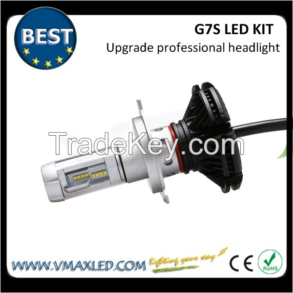 G7s-h4 Upgrade High Lumen 5000lm Easy Install Aluminum Metal Fanless Led Headlamp