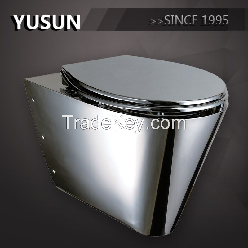 wall mounted luxury 304 stainless steel P-trap toilet for hotel