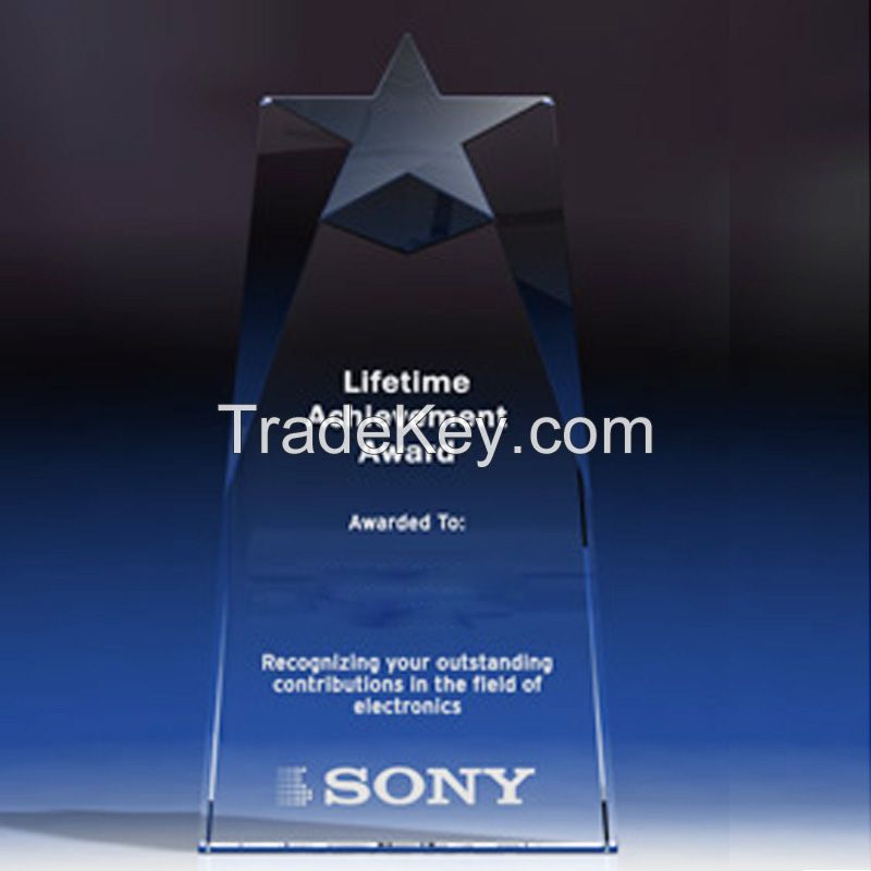 Popular Fashionable Customized Design Star Optic Crystal Stars Awards And Trophies