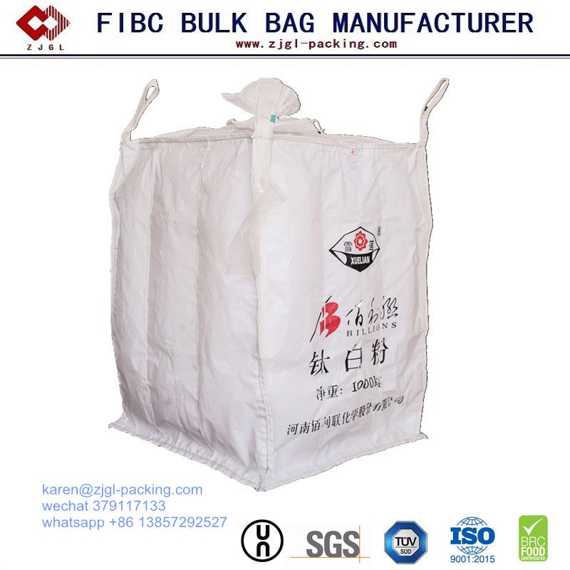 4-Panel PP Big Plastic Woven Bag Baffle Q Bag 1 Ton Jumbo Bag