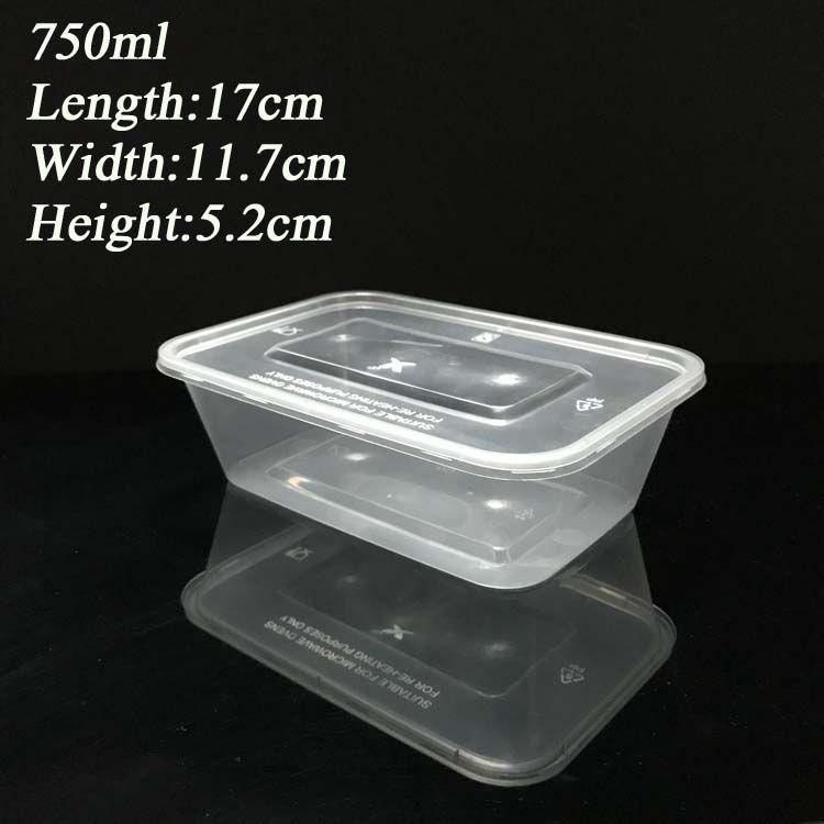 Food Grade PP Material Microwaveable 750ml Disposable Food Container