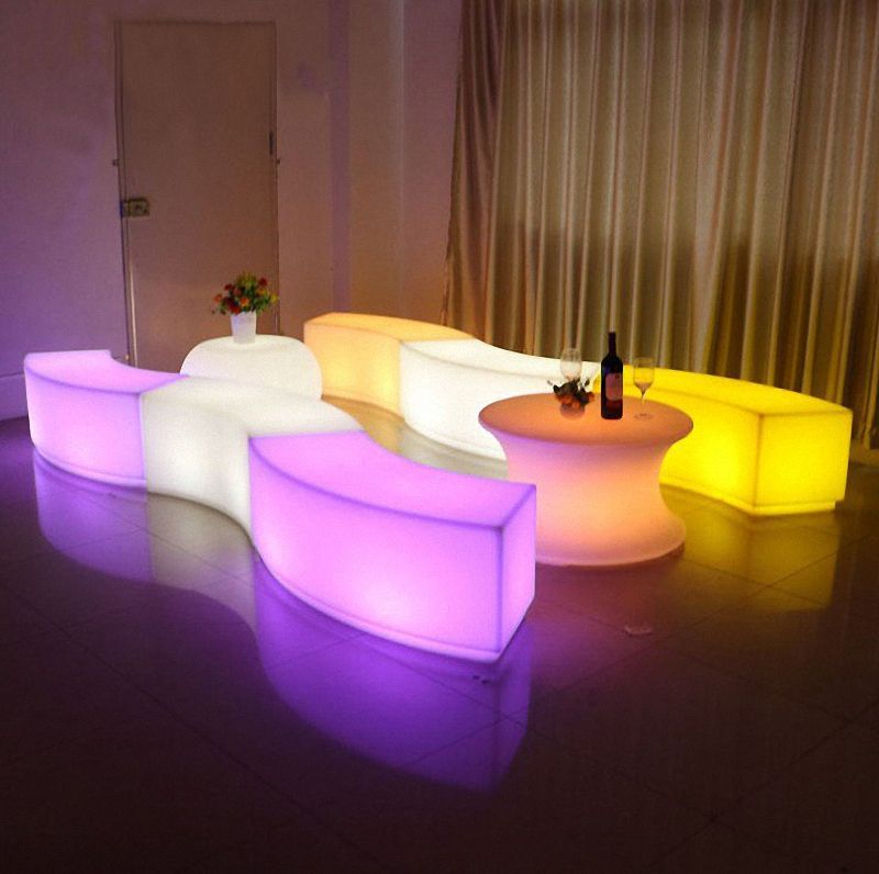 Modern Design Outdoor Party Garden Illuminating Color Changing Furniture Garden Sofa