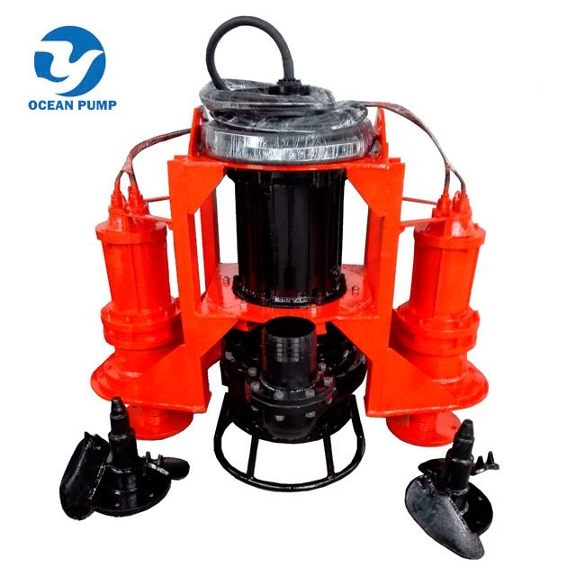 Submersible slurry pump with agitator