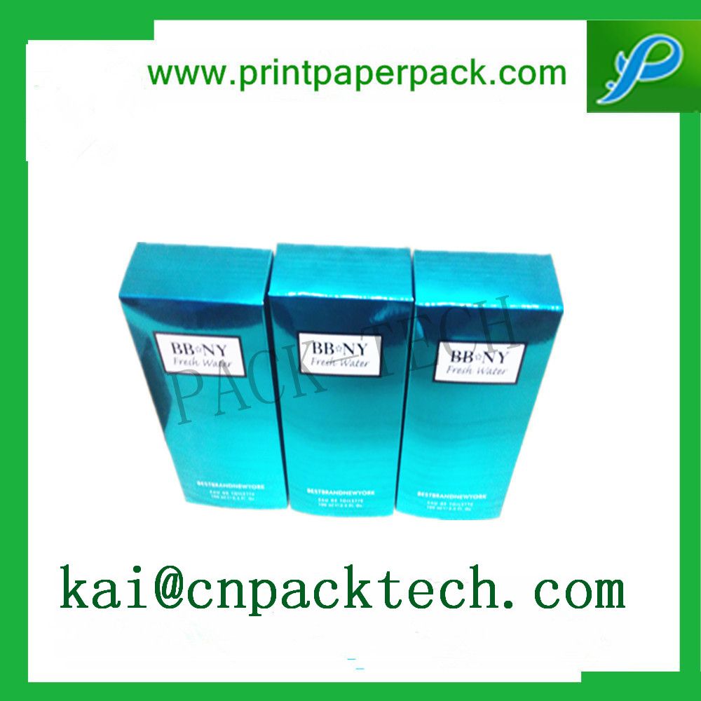 Folded Paper Gift Packaging Display Blue Box Printing Cosmetic Packing Box