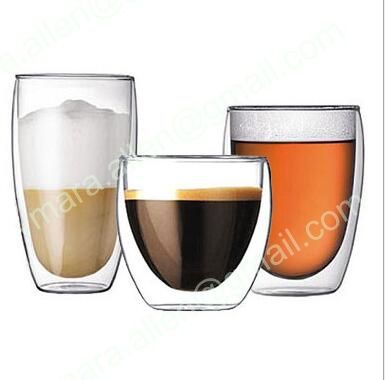 Double Wall  Glass Cup Handmade  Blown Clear Borosilicate Beer Cup