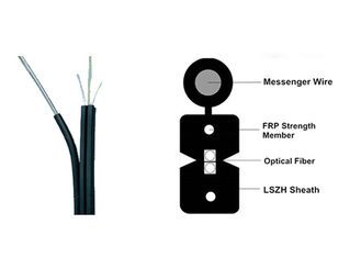 LSZH Jacket FTTH Fiber Optic Cable , Self Supporting Bow Type Fiber Drop Cable