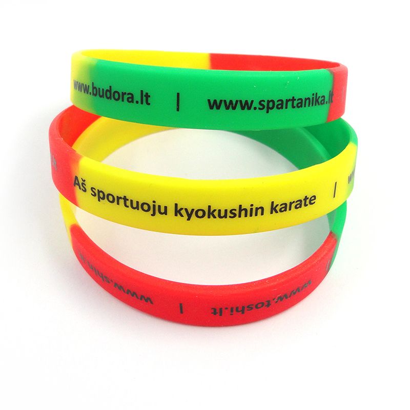 Factory direct sale color mixture silicone wristband /camouflage rubber bracelet / segment printing wristband