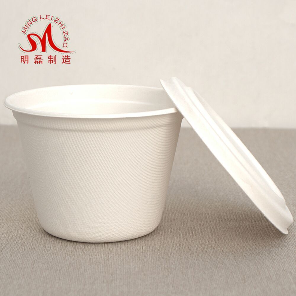 12oz Eco-Friendly Sugarcane Degradable Bagasse Pulp Plant Fiber Cup Biodegradable Cup for Coffee and Soup