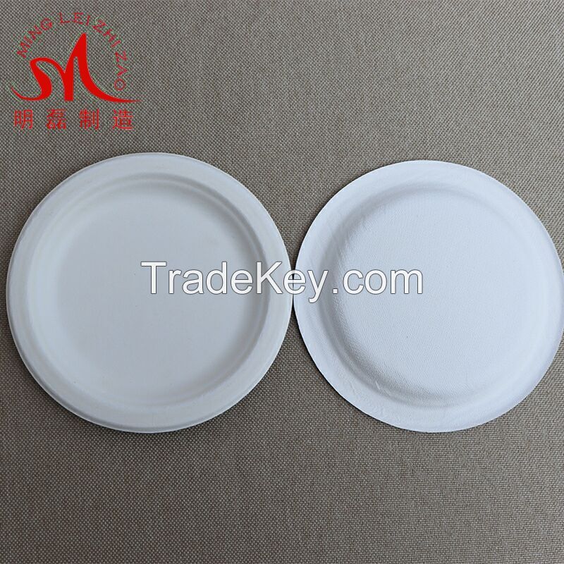 6 inch Bleached Bagasse 100% Biodegradable Tableware Sandwich Dinner Paper Plates