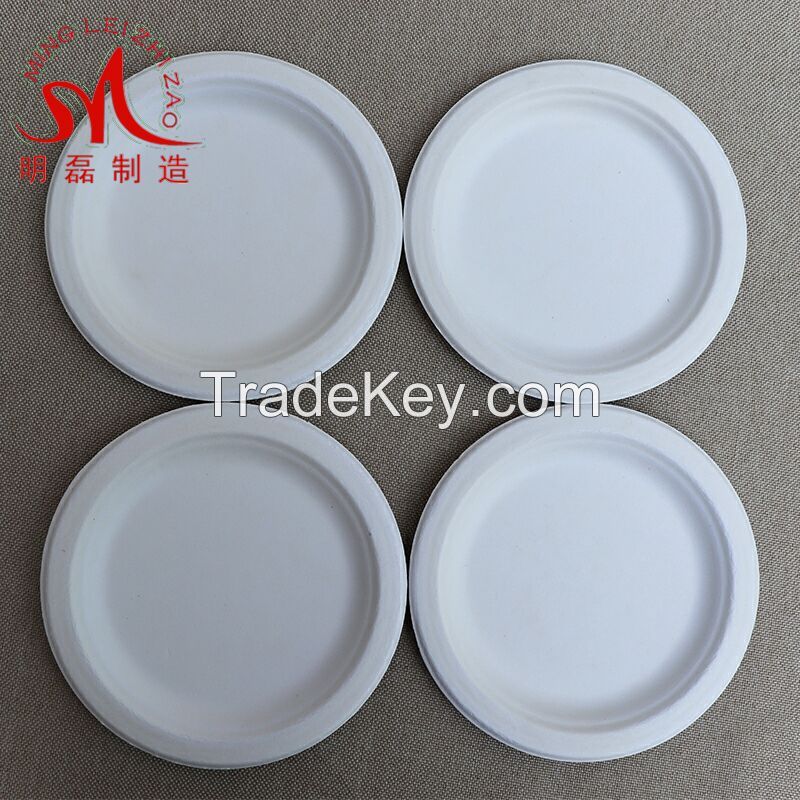 7 inch High Quality Disposable Sugarcane Pulp Plates Bagasse and Bamboo Dinner Plates