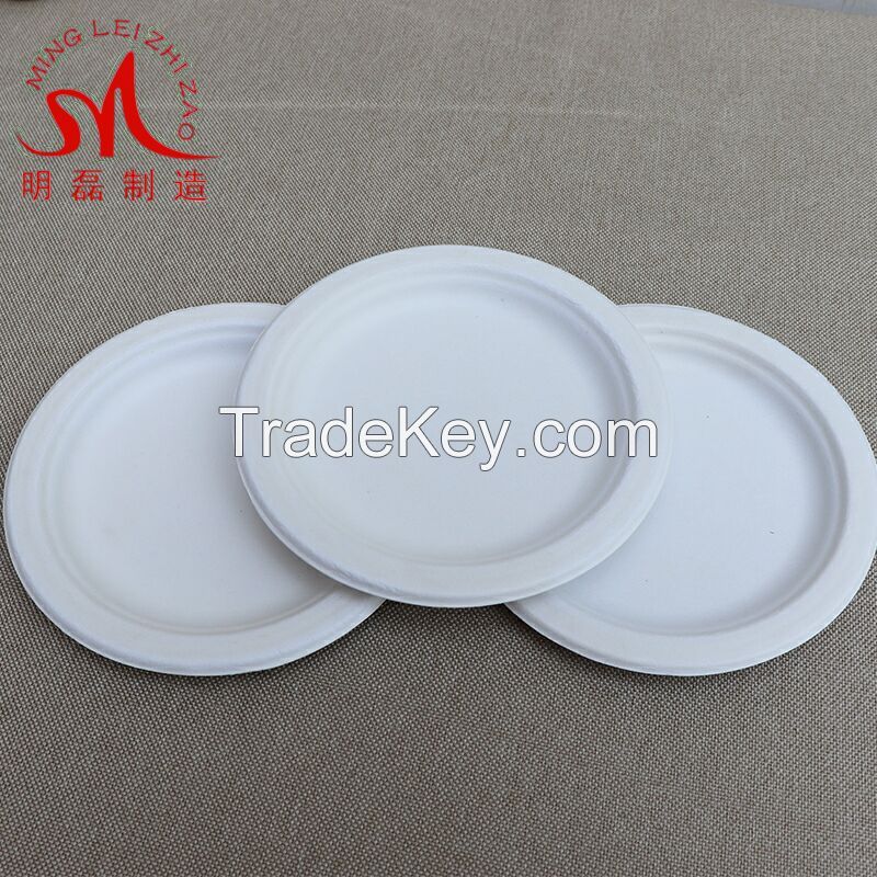 7 inch High Quality Disposable Sugarcane Pulp Plates Bagasse and Bamboo Dinner Plates