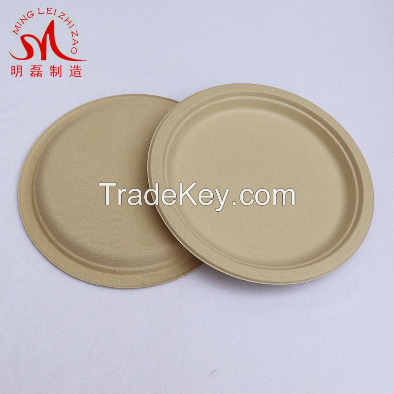 8.6 inch Biodegradable and Eco-friendly Bagasse and Bamboo Pulp Unbleached PlatesTableware