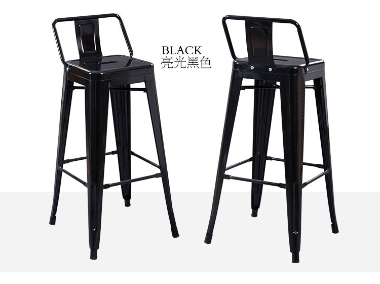 Strong Durable 76cm High Leg Bright Color Iron Art Bar Chair With Shot Backrest Suitable For Cafe /Bar