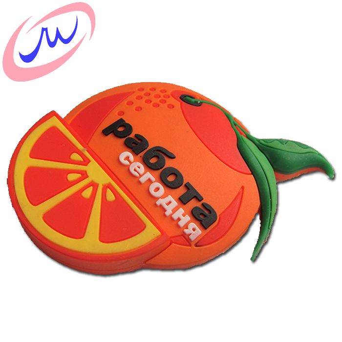 Orange shape 2d 3d soft pvc souvenir custom fridge magnet