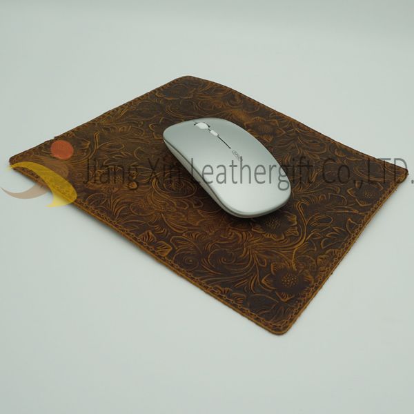 Genuine Leather Mouse Pad with Double Sided with stitching