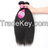 Brazilian Kinky Straight Virgin Yaki Human Hair 3 Bundles