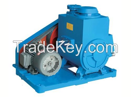 2X belt pulley drive double stage rotary vane vacuum pump