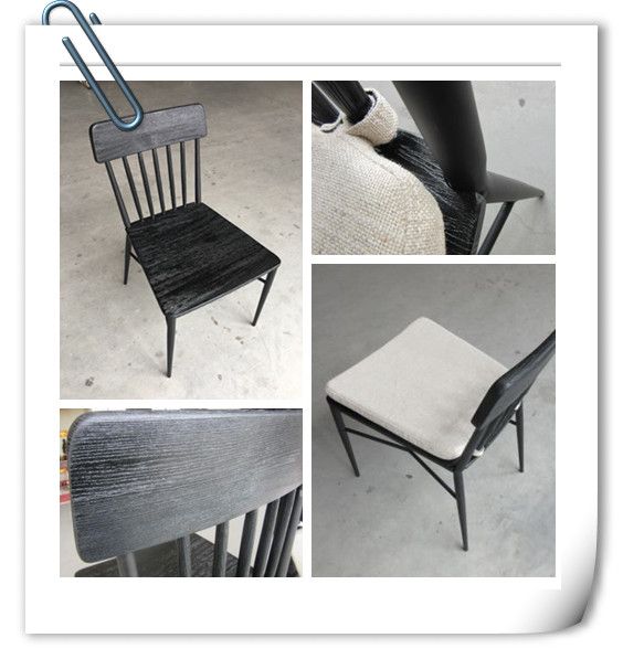 Dining Furniture Metal Frame Wood Dining Chair With Uphostery Fabric Seater