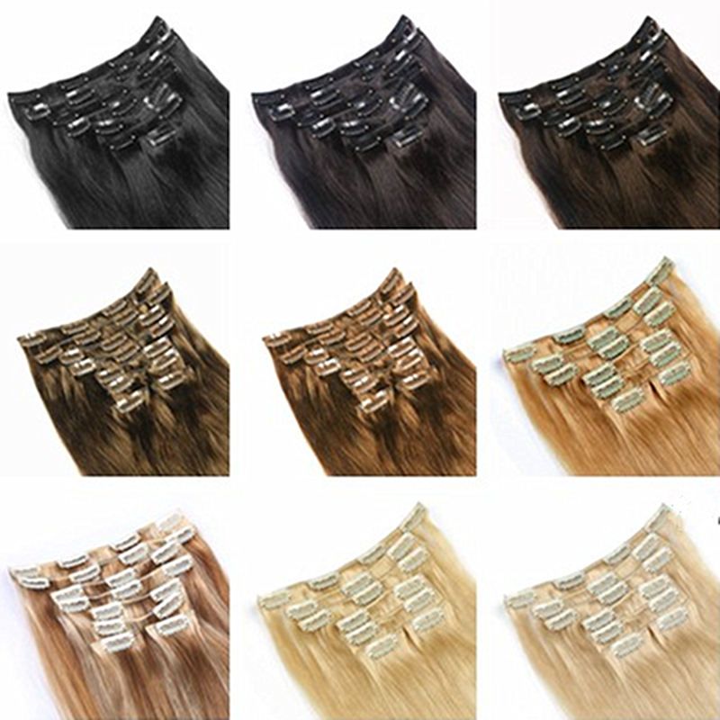 Hot sale Indian remy hair Clip in on Human Hair Extension 16"-26" 7pcs