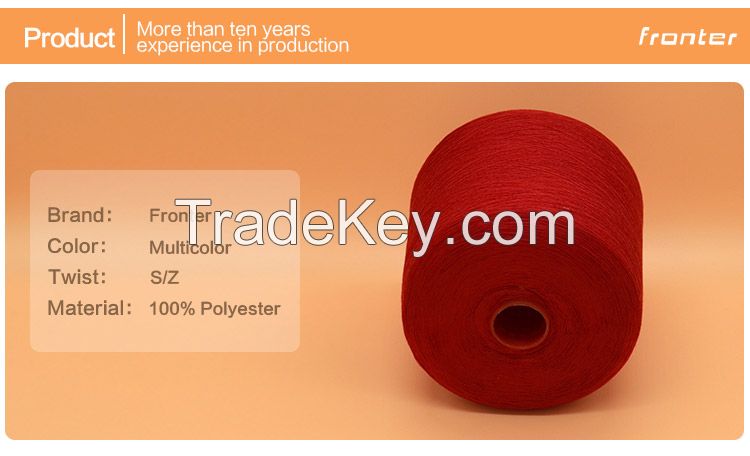 high quality bright 100 spun polyester colored yarn