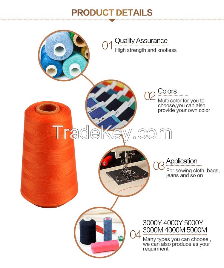 leather sewing thread 40/2 spun polyester sewing thread