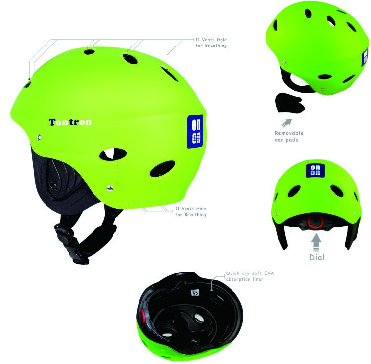 Water sports helmet with removable ear protector