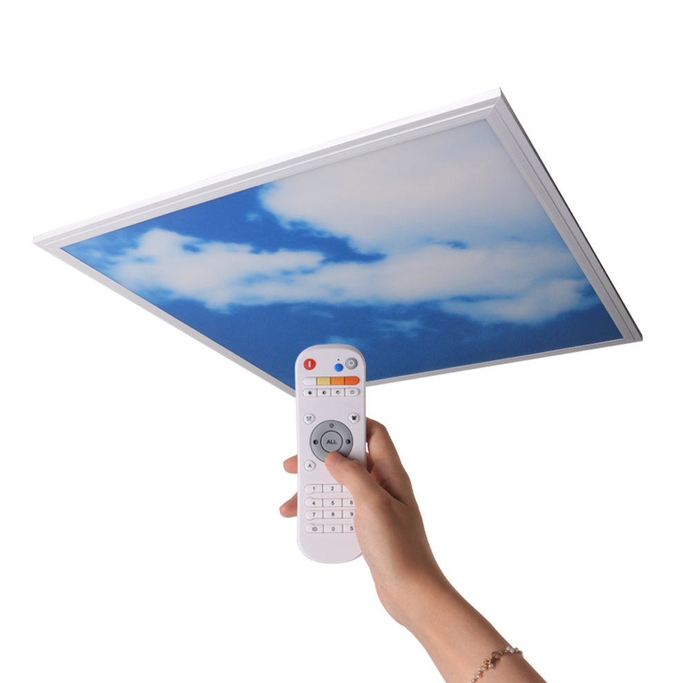 Square thin slim indoor surface 600*600 blue CCT recessed ceiling sky Led panel light 