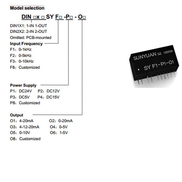 0-1kHz, 0-5kHz, 0-10kHz to 4-20mA, 0-5V, 0-10V Frequency to DC Current