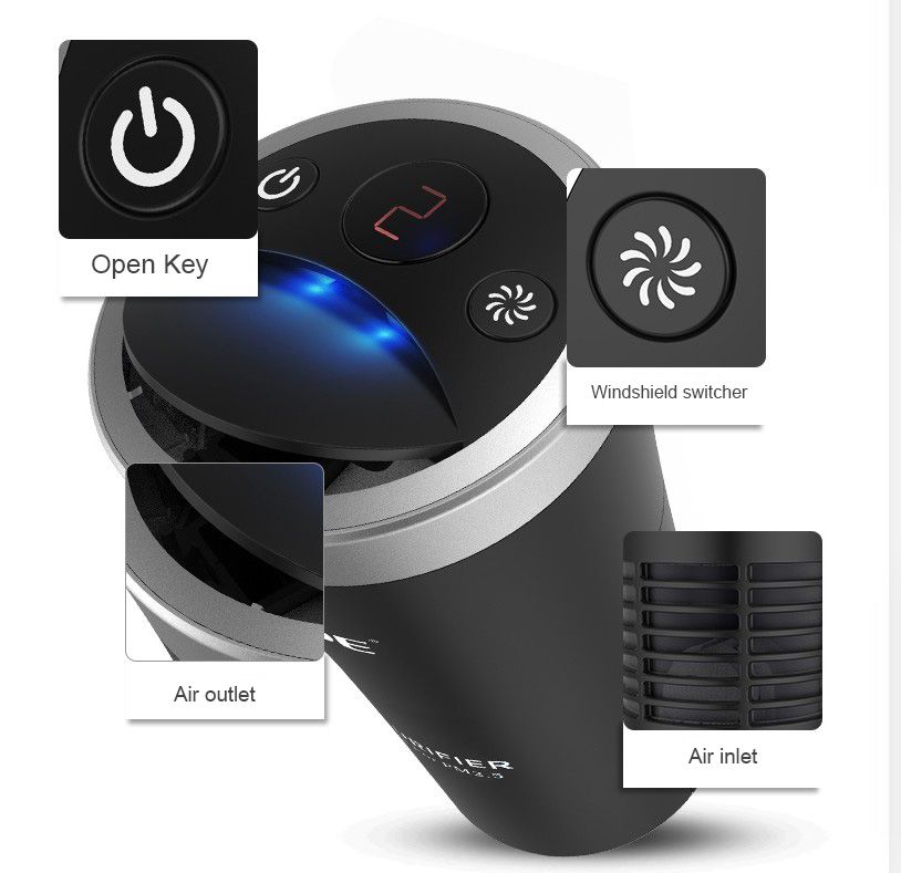 OEM Car Mini Air Purifier with Nano pp air filter absorb second hand smoke and PM2.5 purifiers
