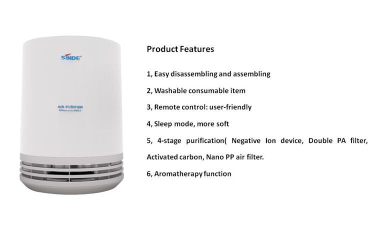 SINDE New Design Ultra-quiet Silent Indoor home Air Purifier for Room office air cleaner