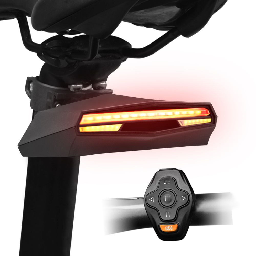 USB Rechargeable Wireless Remote Control Laser Bicycle Rear Tail Light Bike Turn Signals Safety Warning Light