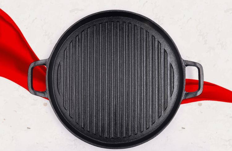 Thick cast iron uncoated circular griddle commercial barbecue grill ou