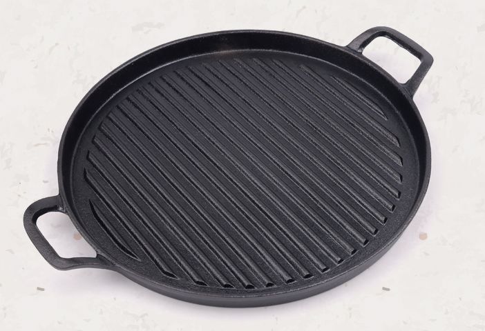 Thick cast iron uncoated circular griddle commercial barbecue grill ou