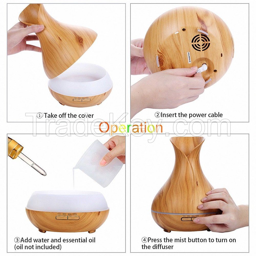 300ml Ultrasonic Easy Home Wooden Humidifier Aroma Diffuser