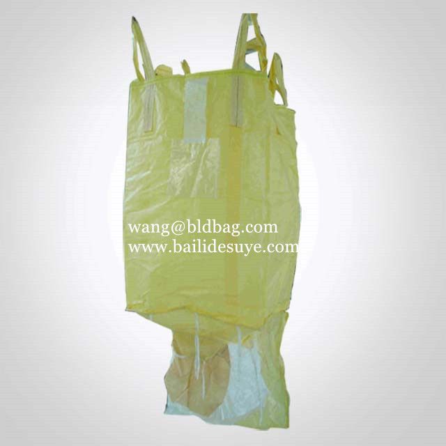 Yellow FIBC bulk bags with spout bottom and cross corner loop