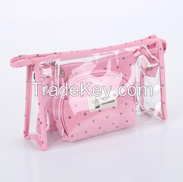 Custom Zipper Fashion Clear PVC Waterproof Women Cosmetic Bag