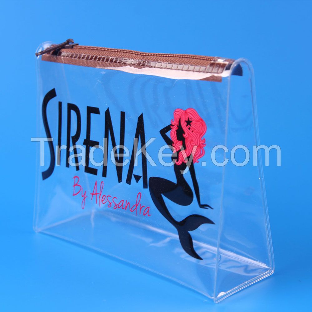 Custom Zipper Fashion Clear PVC Waterproof Women Cosmetic Bag