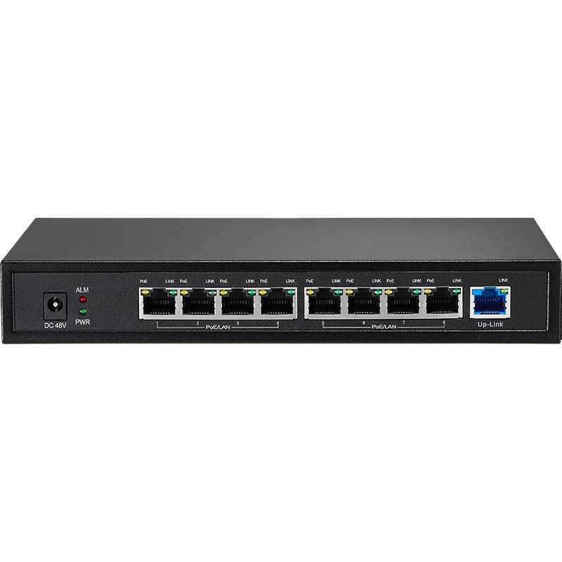 72W 9 Ethernet Ports 1.8Gbps 48V POE Switch  