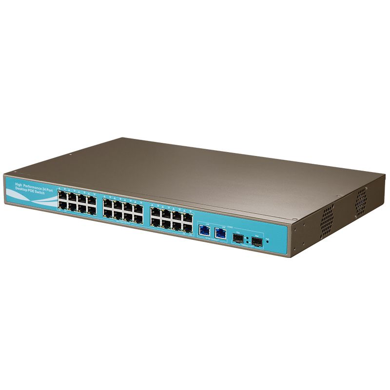 300W 26 Ethernet Ports 12.8Gbps 24V POE Switch with SFP Fiber Port