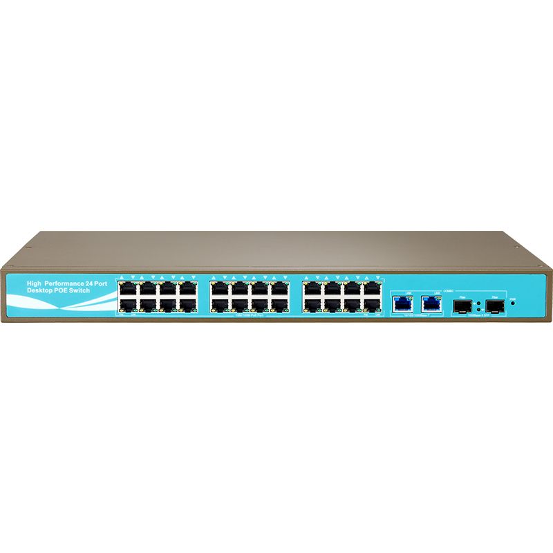 300W 26 Ethernet Ports 12.8Gbps 24V POE Switch with SFP Fiber Port