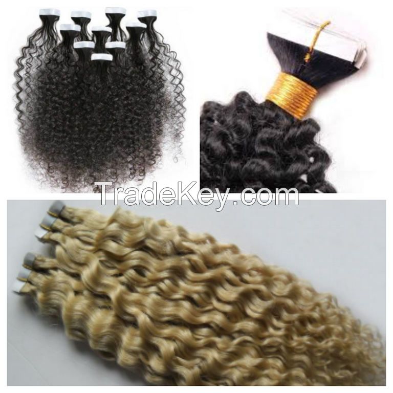 22 inches kinky curly tape hair extensions high quality