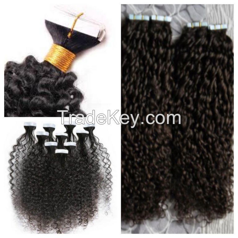 22 inches kinky curly tape hair extensions high quality