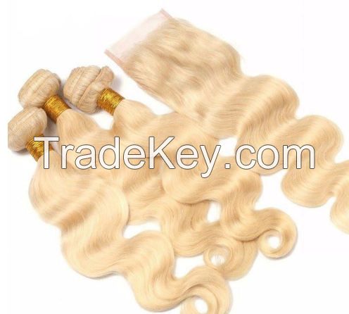 14 inches body wave blonde 613 color hair high quality