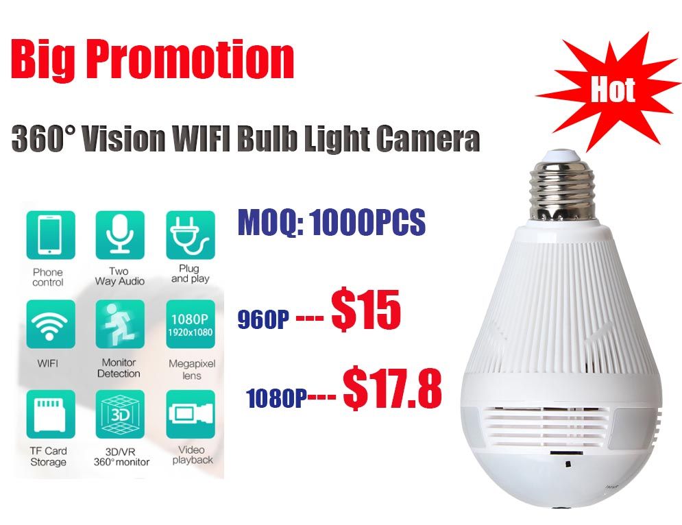 Wifi 360 degree Panoramic Bulb Light Hidden Camera 