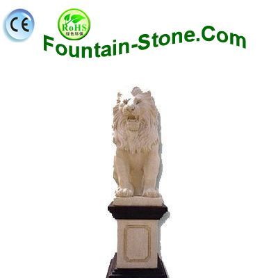 Yellow Marble Stone Lion Statues