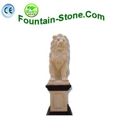 Yellow Marble Stone Lion Statues