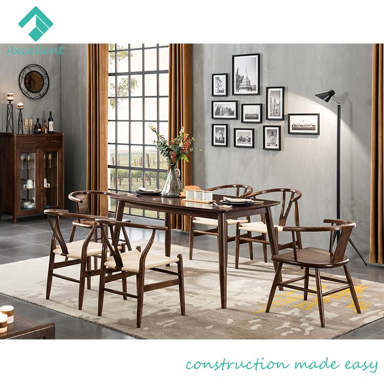 Comfortable nordic style solid wood dining table with chairs designs