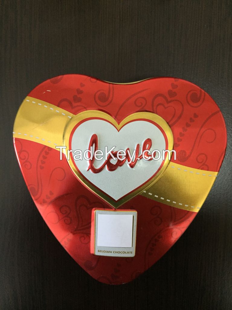 Love tin Box, heart shape Choco Dragees